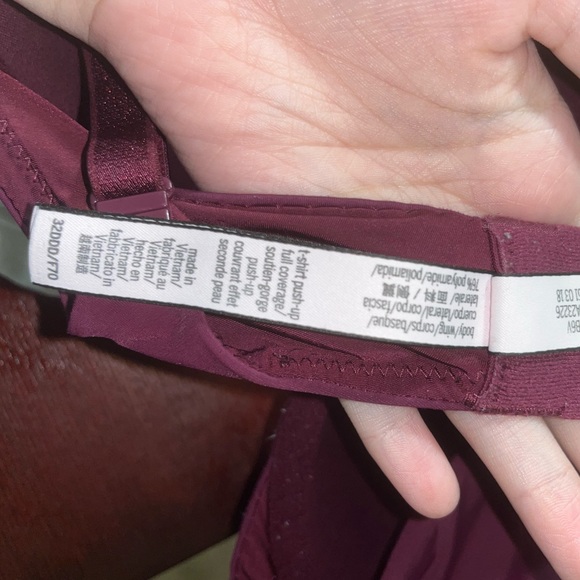 Purple / Maroon Victoria’s Secret Full Coverage T-Shirt Push-Up Bra 32DDD / F70 - Picture 6 of 6